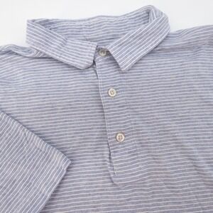 Faherty Brand Men's Blue Stripe Polo‎ Shirt Short Sleeve Size XL